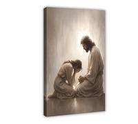 Poster sur toile Jésus et femme, repentance chrétienne et pardon, décoration de chambre à coucher, bureau, décoration de chambre, cadeau, 40 x 60 cm