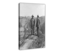 Poster sur toile John Muir Teddy Roosevelt Yosemite National Park - Décoration murale pour chambre à coucher, bureau, cuisine, cadre cadeau - 60 x 90 cm