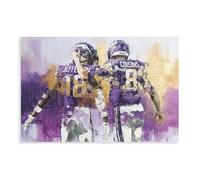 Poster sur toile Justin Jefferson et Kirk Cousins des Vikings du Minnesota NFL - Décoration murale pour salon, chambre à coucher - 30 x 45 cm