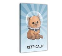 Poster sur toile « Keep Calm Kitty Subnautica » - Décoration murale pour salon, chambre à coucher - 30 x 45 cm