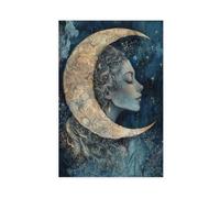 Poster sur toile Lady And The Moon pour décoration de chambre à coucher, bureau, chambre, cadeau 30 x 45 cm