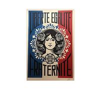 Poster sur toile Liberté, Égalité, Fraternité par Shepard Fairey - Décoration murale pour salon, chambre à coucher - Sans cadre - 50 x 75 cm