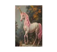 Poster sur toile magique avec crinière rose et licorne pour décoration de chambre à coucher, bureau, chambre, cadeau 60 x 90 cm