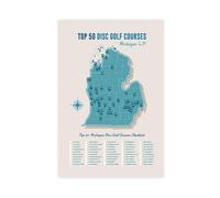 Poster sur toile Map of Michigan Top 50 Disc Golf Courses 2 - Décoration pour chambre à coucher, bureau, chambre - 40 x 60 cm