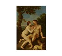 Poster sur toile Marcantonio Franceschini Adam et Eve - Décoration murale pour chambre à coucher, bureau, cuisine - 50 x 75 cm