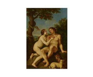 Poster sur toile Marcantonio Franceschini Adam et Eve - Décoration murale pour chambre à coucher, bureau, cuisine - 50 x 75 cm