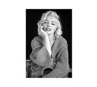 Poster sur toile Marilyn Monroe noir et blanc - Décoration pour chambre à coucher, bureau, chambre - Cadeau - Sans cadre - 30 x 45 cm