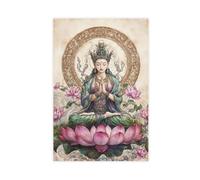 Poster sur toile « Meditation on The White Tara Goddess of Tibet » - Décoration murale pour salon, chambre à coucher - 40 x 60 cm
