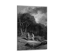 Poster sur toile Merlin et Viviane dans la forêt de Brocéliande Gustave Dore - Décoration d'intérieur : salon - 20 x 30 cm
