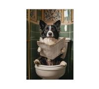 Poster sur toile motif Border Collie noir et blanc pour chambre à coucher, bureau, chambre, cadeau 40 x 60 cm