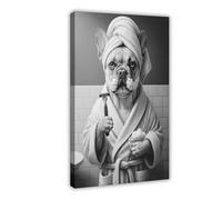 Poster sur toile motif bouledogue français pour décoration de chambre à coucher, bureau, chambre, cadeau 40 x 60 cm