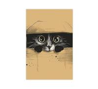 Poster sur toile motif chat et maman - Décoration de chambre à coucher, bureau, chambre - 20 x 30 cm