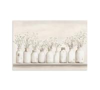 Poster sur toile motif fleurs rustiques dans une bouteille - Décoration murale pour salle de bain, cuisine, salon, maison de campagne 30 x 45 cm