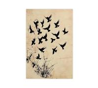 Poster sur toile motif oiseaux migration paysage décoration chambre bureau 20 x 30 cm