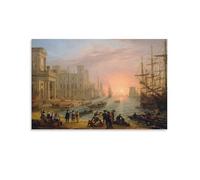 Poster sur toile Motif Port de mer au coucher du soleil Claude Lorrain 40 x 60 cm