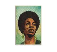 Poster sur toile Nina Simone - Décoration murale sans cadre - Pour salon, chambre à coucher - 40 x 60 cm