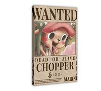 Poster sur toile One Piece Wanted Tony Chopper Wanted - Décoration murale pour salon, chambre à coucher - 30 x 45 cm - Cadre style 1