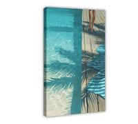 Poster sur toile Palm Shadows by The Poolside - Décoration de chambre à coucher - 20 x 30 cm
