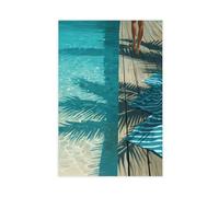 Poster sur toile Palm Shadows by The Poolside - Décoration de chambre à coucher - 20 x 30 cm