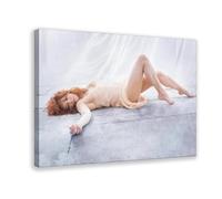 Poster sur toile Pop Singer Mylène Farmer - Décoration murale pour salon, chambre à coucher - Style cadre - 60 x 90 cm