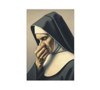 Poster sur toile pour décoration de salle de bain avec nonne qui couvre son nez (3) - Décoration murale pour salon, chambre à coucher - 20 x 30 cm