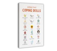 Poster sur toile pour décoration murale de salon ou de chambre à coucher avec inscription « Anxiety Relief Therapy Calm Corner Basic Exercises DBT Counseling » (20 x 30 cm)
