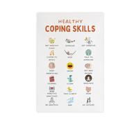 Poster sur toile pour décoration murale de salon ou de chambre à coucher avec inscription « Anxiety Relief Therapy Calm Corner Basic Exercises DBT Counseling » (60 x 90 cm)