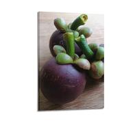 Poster sur toile pour décoration murale moderne de bureau familial - Nature morte mangoustan frais en gros plan 30 x 45 cm - Style cadre