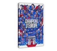 Poster sur toile PSG Champions d'Europe UEFA Champions League 2024-25 Les Parisiens - Décoration murale pour salon, chambre à coucher - 50 x 75 cm