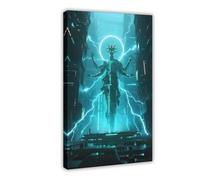 Poster sur toile Quantum Code Science Fiction (2) - Décoration murale pour salon, chambre à coucher - 50 x 75 cm