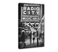 Poster sur toile Radio City Music Hall, Times Square - Décoration de chambre à coucher, bureau, chambre à coucher, cadeau - 30 x 45 cm