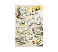 Poster sur toile Recettes de crêpe Cuisine Science Recettes alimentaires Décoration murale Décoration murale pour salon chambre à coucher Sans cadre 40 x 60 cm