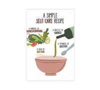 Poster sur toile Recettes de soins personnels Rappel santé mentale affirmations quotidiennes thérapeute bureau pleine conscience poster décoration murale peinture pour salon, chambre à coucher 30,5 x