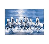 Poster sur toile représentant 7 chevaux sauvages chanceux (4) pour décoration de chambre à coucher, paysage sportif, bureau, chambre, cadeau sans cadre, 20 x 30 cm