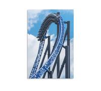 Poster sur toile représentant des montagnes russes de Walibi Holland - Décoration murale sans cadre pour chambre à coucher, salon, bureau, dortoir, cadeau - 40,6 x 61 cm - 40,6 x 61 cm