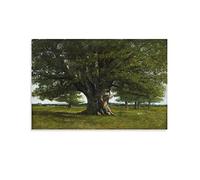 Poster sur toile représentant Gustave Courbet et le chêne de Flagey 60 x 90 cm