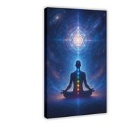 Poster sur toile représentant la fréquence de l'énergie céleste - Méditation des chakras - Décoration pour chambre à coucher, bureau, chambre - Cadeau idéal (40 x 60 cm)