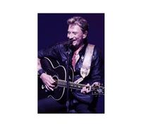 Poster sur toile représentant le chanteur légendaire Johnny Hallyday - Décoration pour chambre à coucher, bureau, chambre - Cadeau - 50 x 75 cm