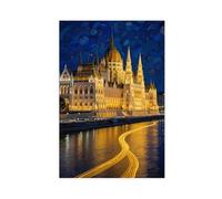 Poster sur toile représentant le Parlement de Budapest Danube Klimt-Gold (5) - Décoration murale - 30 x 45 cm