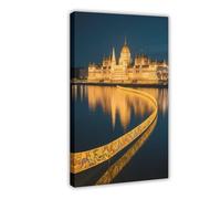 Poster sur toile représentant le Parlement de Budapest Danube Klimt-Gold (6) - Décoration murale - 30 x 45 cm