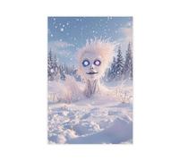 Poster sur toile représentant le paysage d'hiver étrange et incroyable du bonhomme de neige est froid - Décoration pour chambre à coucher, bureau, chambre - Cadeau idéal - 20 x 30 cm