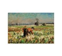 Poster sur toile représentant le Père fleuri à Courrieres par Jules Breton - Reproduction sur toile - Décoration murale pour salon - 30 x 45 cm