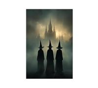 Poster sur toile représentant trois châteaux de sorcières - Décoration murale pour salon, chambre à coucher - 30 x 45 cm