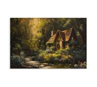 Poster sur toile représentant un chalet de conte de fées - Décoration murale pour salon, chambre à coucher - 50 x 75 cm