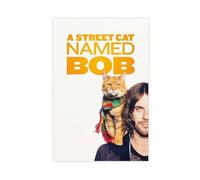 Poster sur toile représentant un chat de rue nommé Bob - Décoration pour chambre à coucher, bureau, chambre - Cadeau 60 x 90 cm