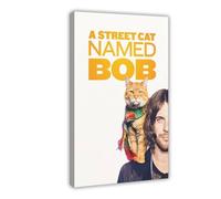 Poster sur toile représentant un chat de rue nommé Bob - Décoration pour chambre à coucher, bureau, chambre - Cadeau 60 x 90 cm