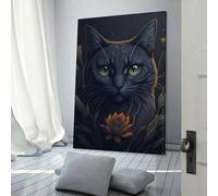 Poster sur toile représentant un chat, une fleur et des yeux verts, décoration murale, pour mari, petit ami, petite amie, 30 x 45 cm
