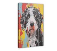 Poster sur toile représentant un chien d'eau portugais - Décoration murale pour salon, chambre à coucher - 40 x 60 cm