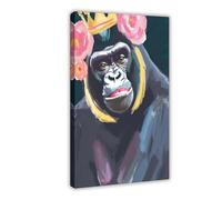Poster sur toile représentant un gorille de la jungle étrange, décoration de chambre à coucher, bureau, chambre, cadeau, 60 x 90 cm
