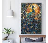 Poster sur toile représentant un paon aux couleurs éclatantes, décoration murale, pour mari, petit ami, petite amie, 20 x 30 cm